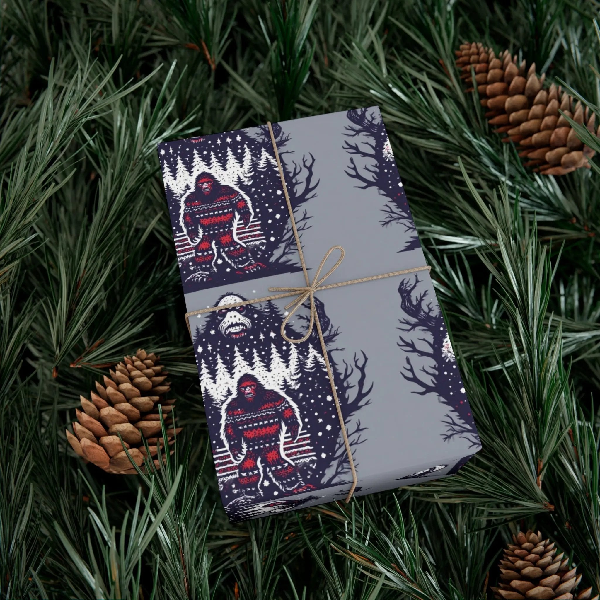 Cozy Bigfoot Gift Wrap Papers – Unique Eco-Friendly Wrapping for Nature Lovers, Holidays & Celebrations Printify