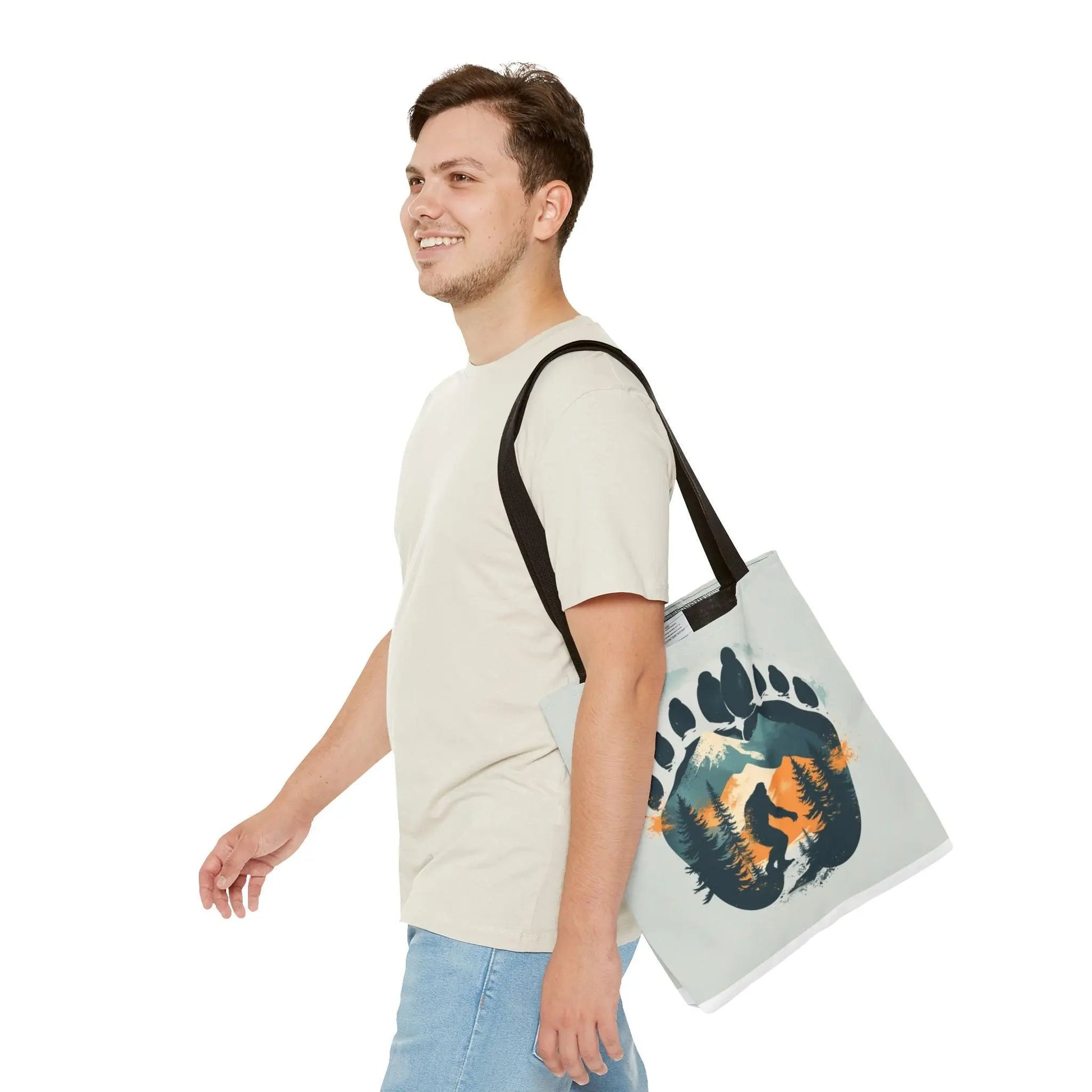 Bigfoot Forest Tote Bag — Sasquatch Mountain Scenic Tote Printify