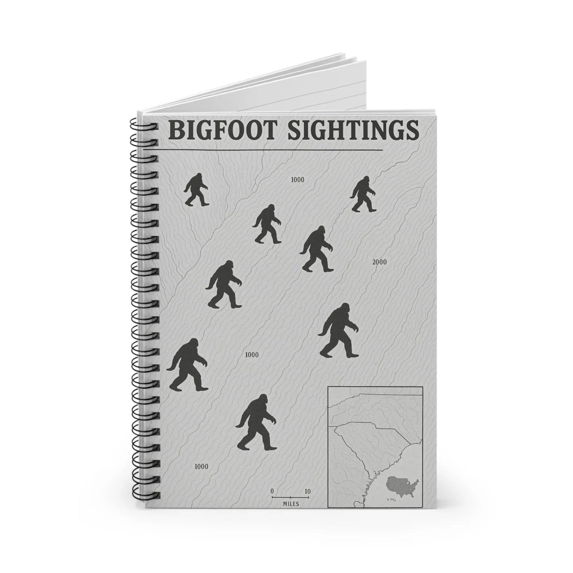 South Carolina Bigfoot Sightings Spiral Notebook — Ruled Journal for Cryptid Hunters & Outdoor Notes Printify