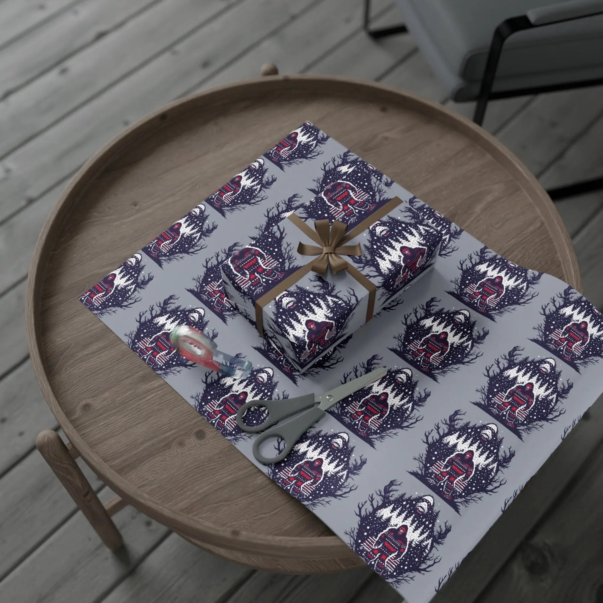 Cozy Bigfoot Gift Wrap Papers – Unique Eco-Friendly Wrapping for Nature Lovers, Holidays & Celebrations Printify