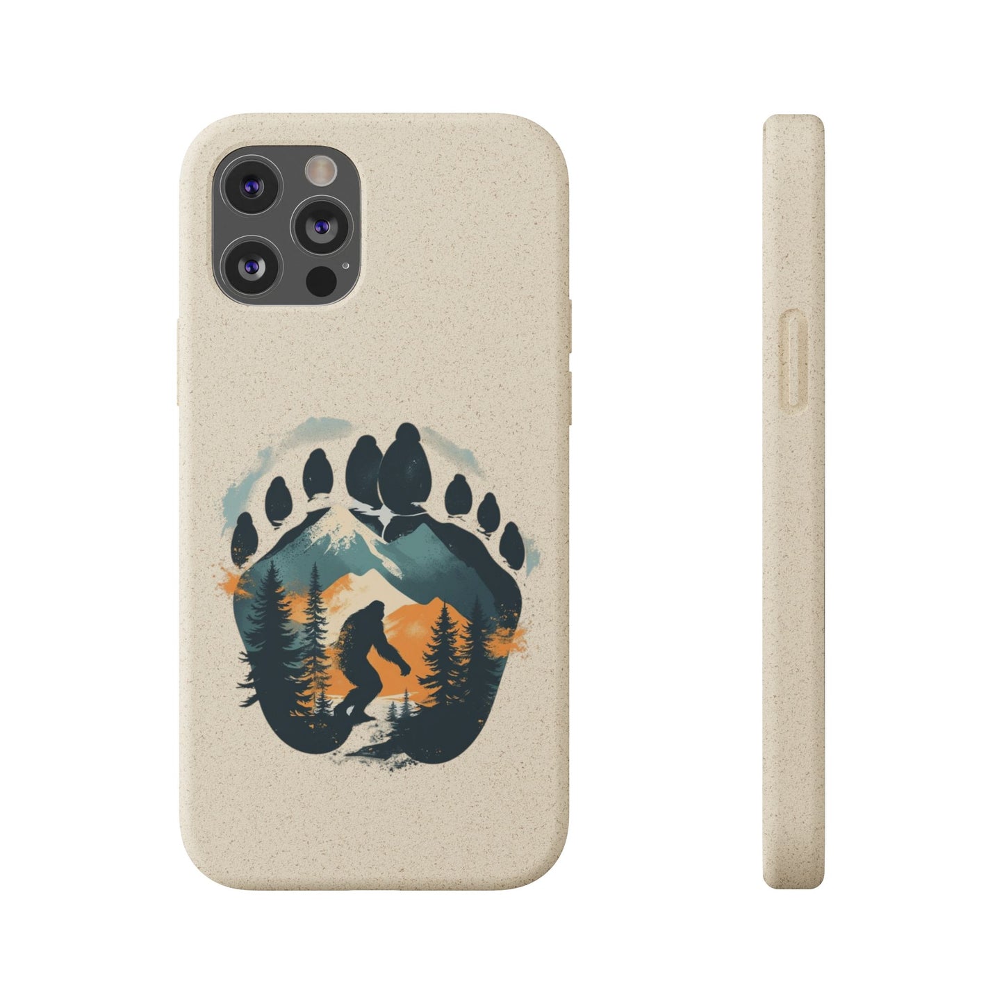 Bigfoot Print Phone Case – Compostable PLA & Bamboo Forest Design Printify