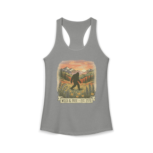 Sasquatch in the Meadow Racerback Tank