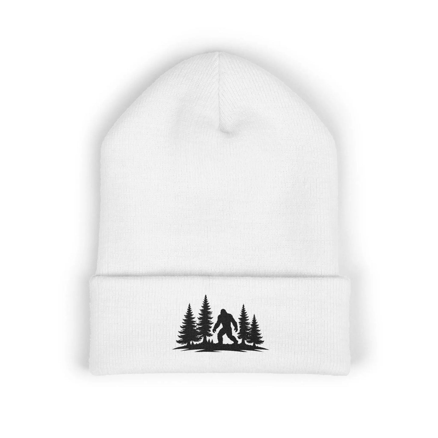 Embroidered Mountain & Pine Trees Cuffed Beanie