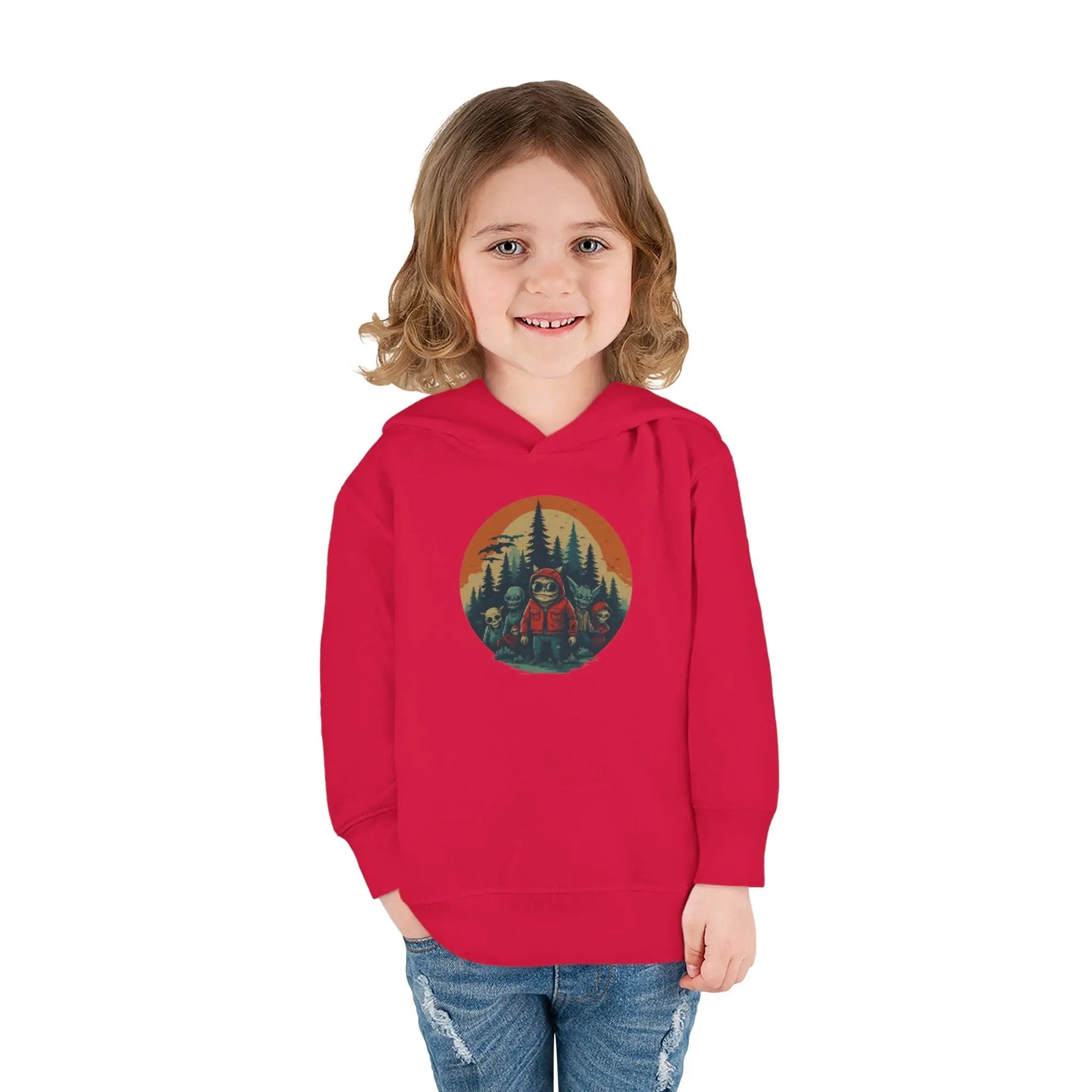 Adventure-Ready Toddler Pullover Fleece Hoodie – Cozy Kids Hoodie, Camping-Themed Gift, Fall/Winter Toddler Apparel Printify