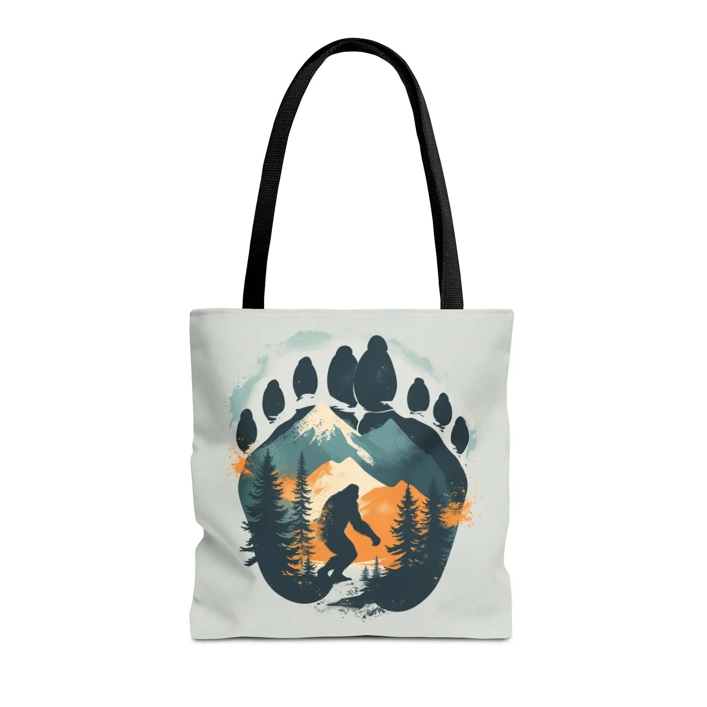 Bigfoot Forest Tote Bag — Sasquatch Mountain Scenic Tote Printify