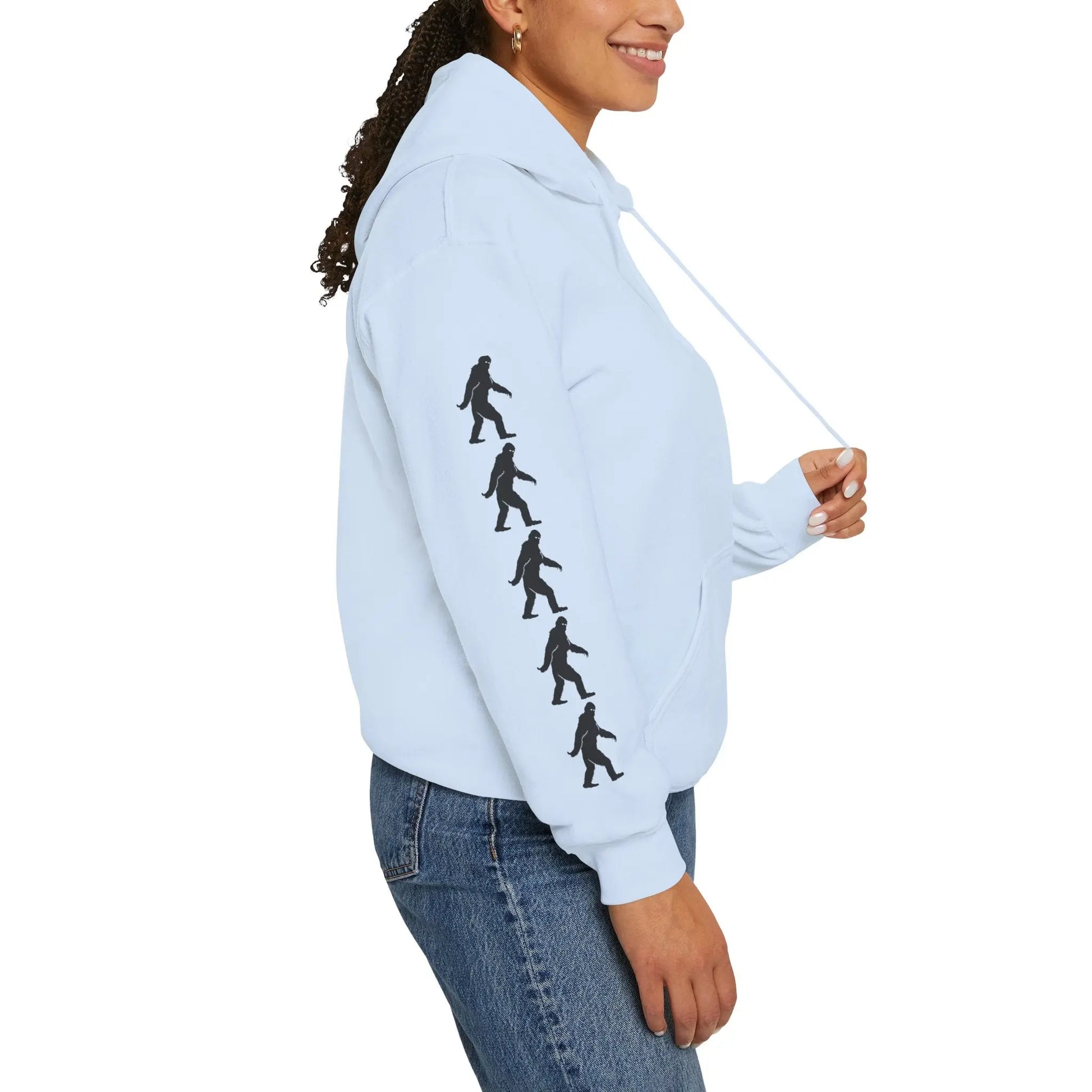 Bigfoot Forest Hoodie — Sasquatch Silhouette Sunset Pullover Printify