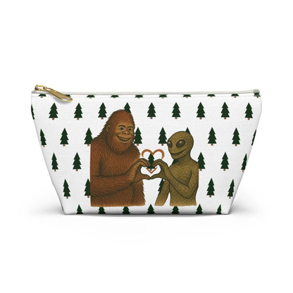 Bigfoot and Alien Accessory Pouch – Woodland Zip-Top Organizer Bag Printify