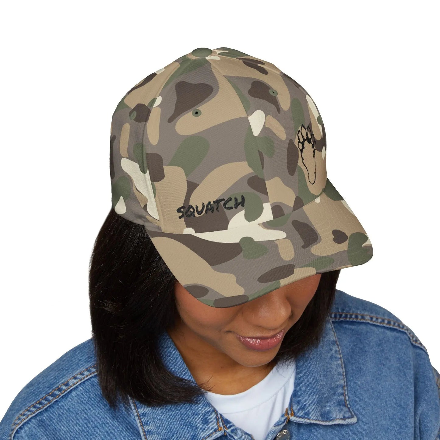 Embroidered Sasquatch Footprint Cap – Classic Low-Profile Adventure Hat Printify