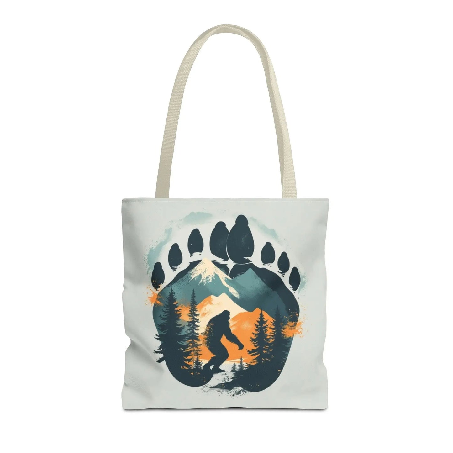 Bigfoot Forest Tote Bag — Sasquatch Mountain Scenic Tote Printify