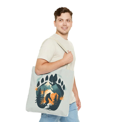 Bigfoot Forest Tote Bag — Sasquatch Mountain Scenic Tote Printify