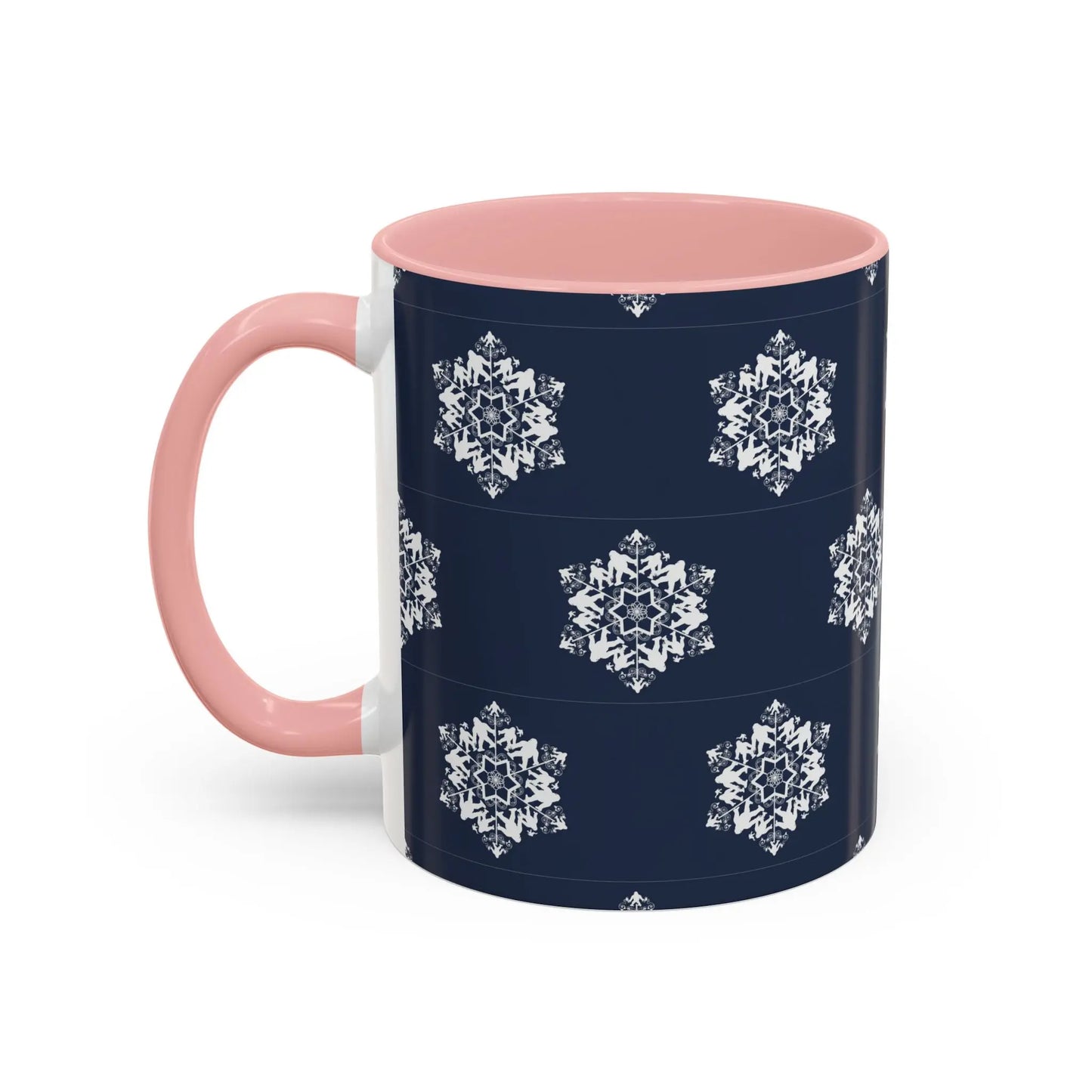 Bigfoot Snowflake Accent Coffee Mug – Navy Holiday Ceramic Cup (11oz/15oz) Printify