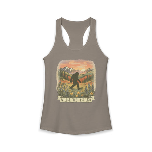 Sasquatch in the Meadow Racerback Tank