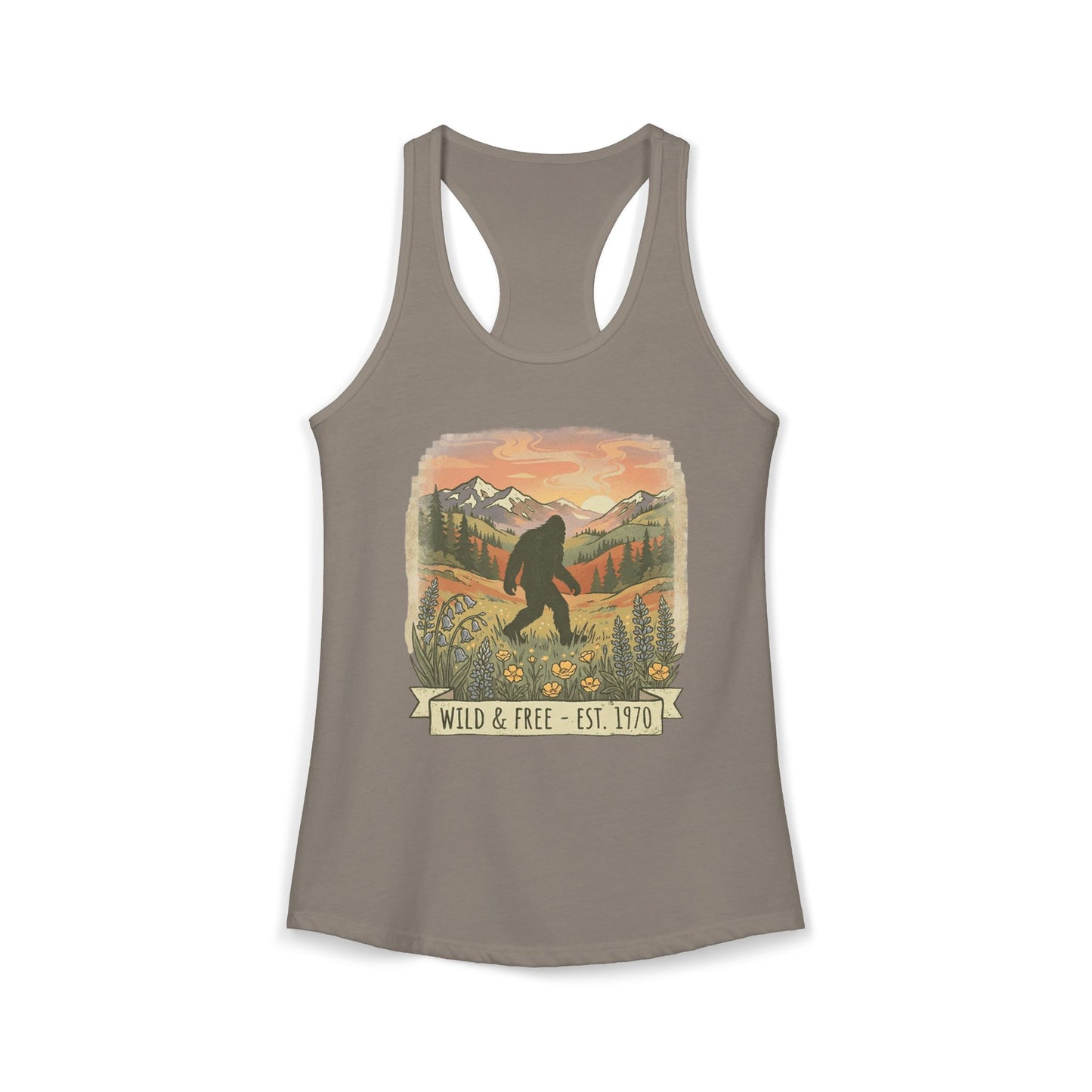 Sasquatch in the Meadow Racerback Tank