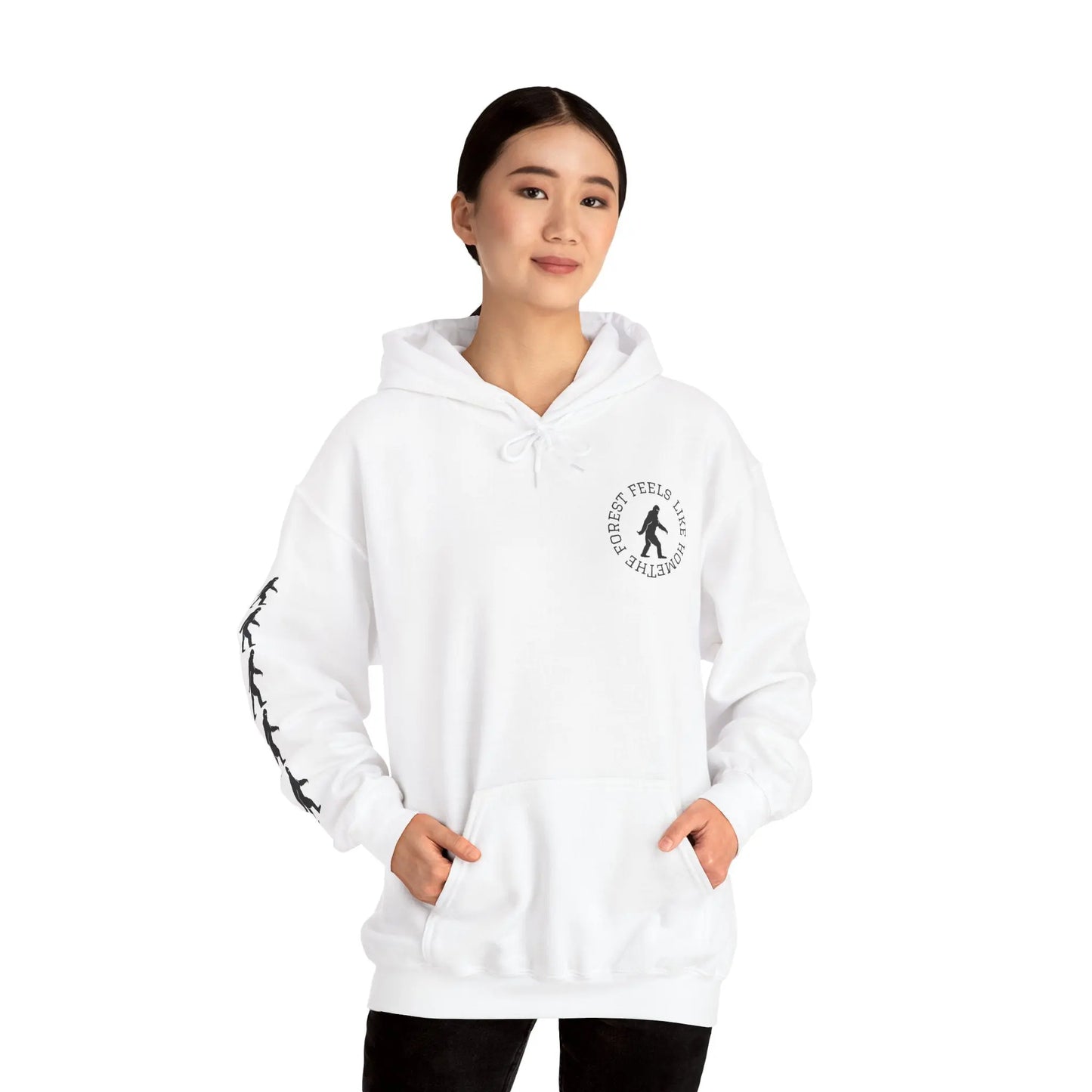 Bigfoot Forest Hoodie — Sasquatch Silhouette Sunset Pullover Printify
