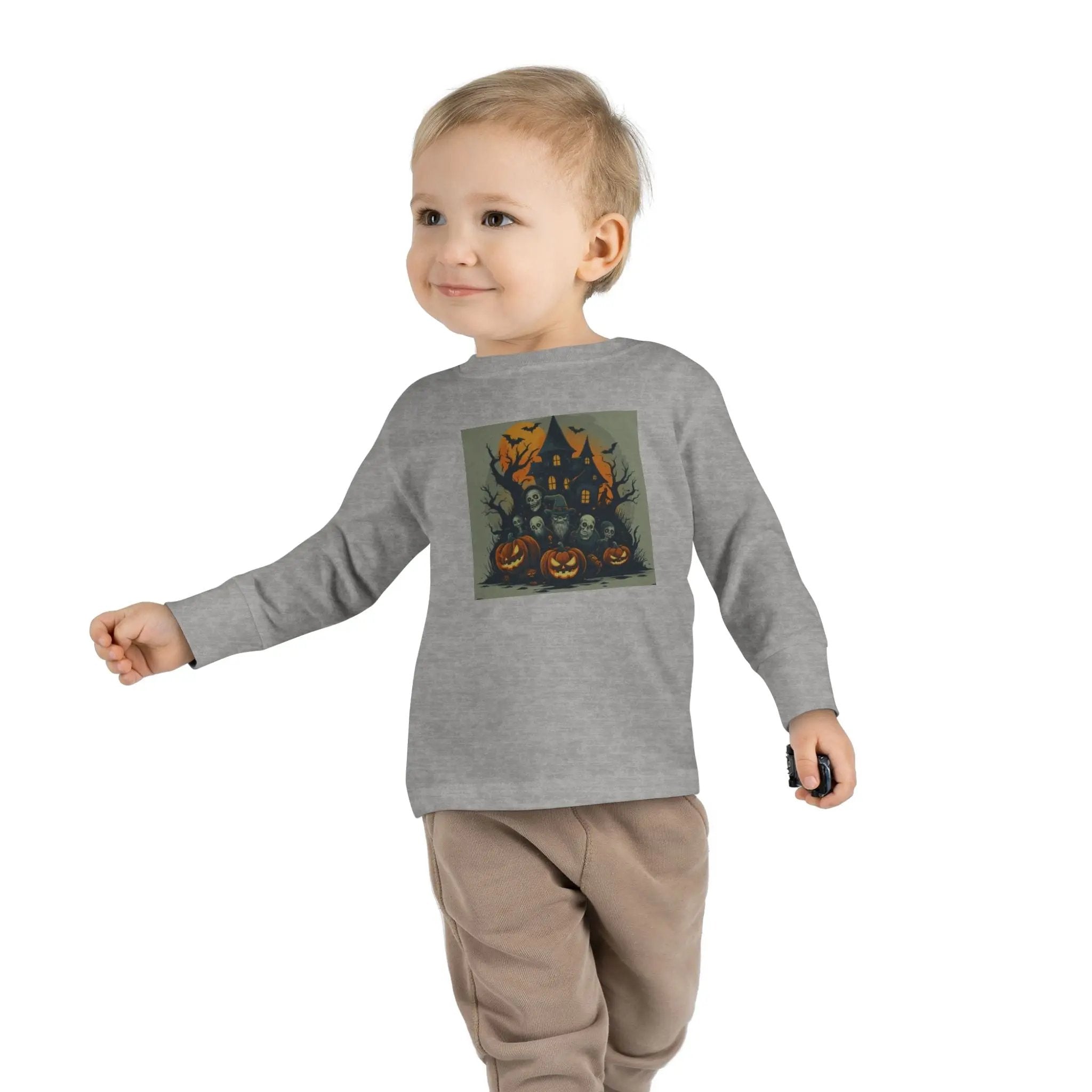 Toddler Halloween Long Sleeve Tee – Spooky Ghosts, Cute Pumpkin Shirt, Costume & Fall Outfit, Kids Party Wear Printify