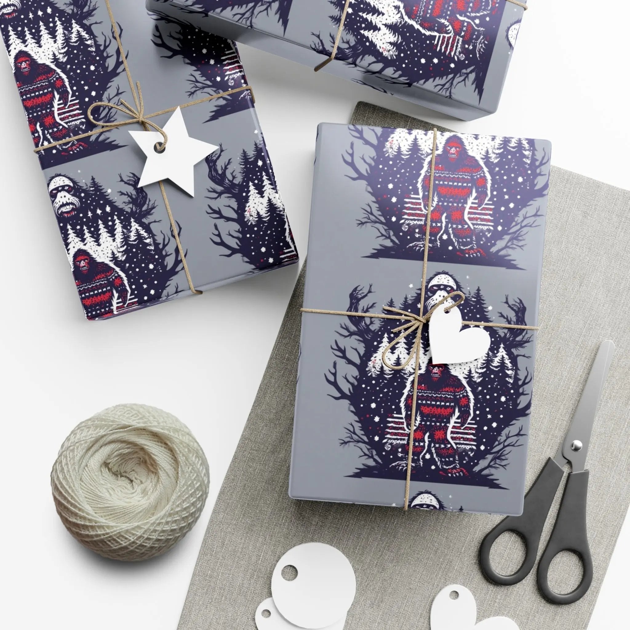 Cozy Bigfoot Gift Wrap Papers – Unique Eco-Friendly Wrapping for Nature Lovers, Holidays & Celebrations Printify