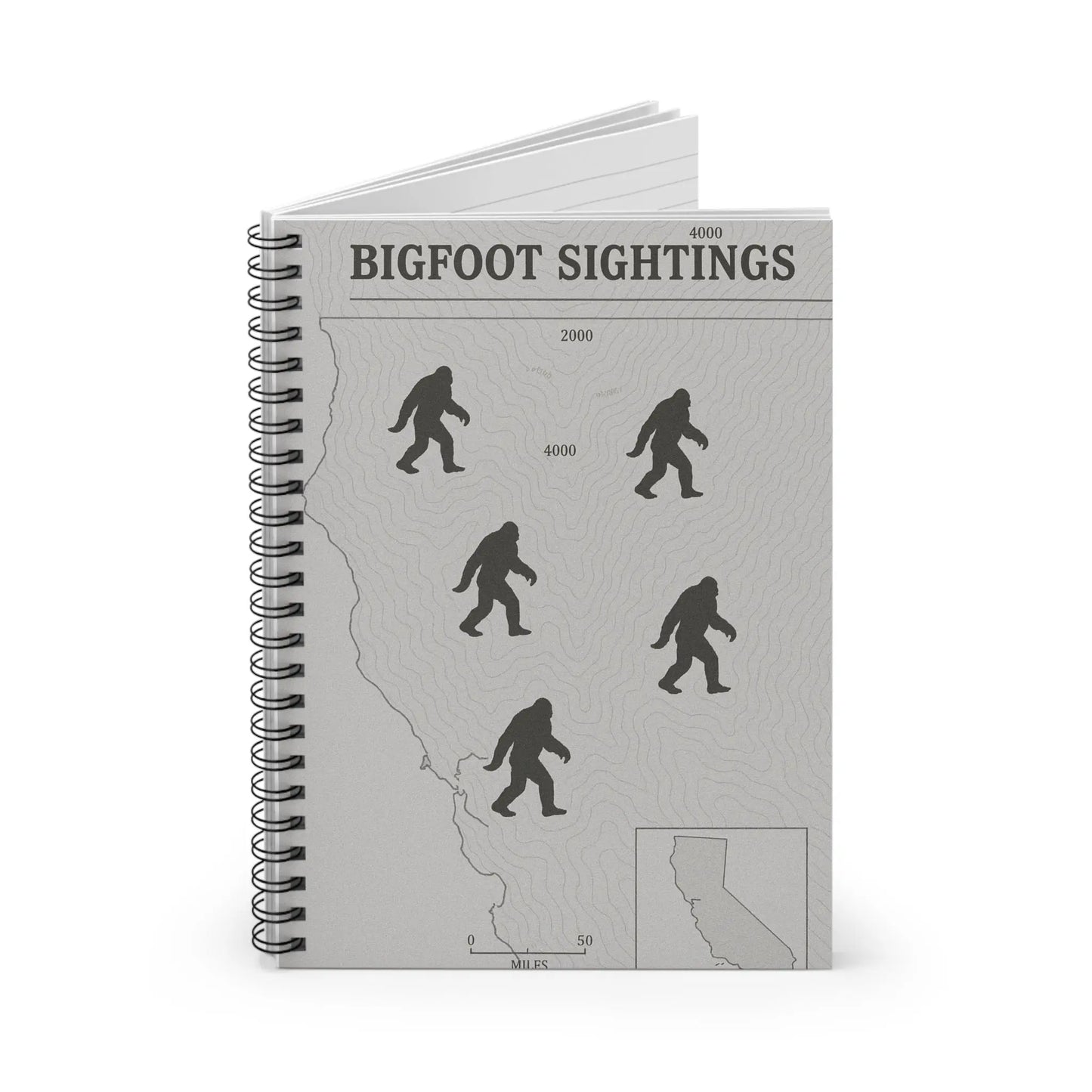 Northern California Bigfoot Sightings Spiral Notebook — Ruled Journal for Cryptid Hunters & Outdoor Notes Printify