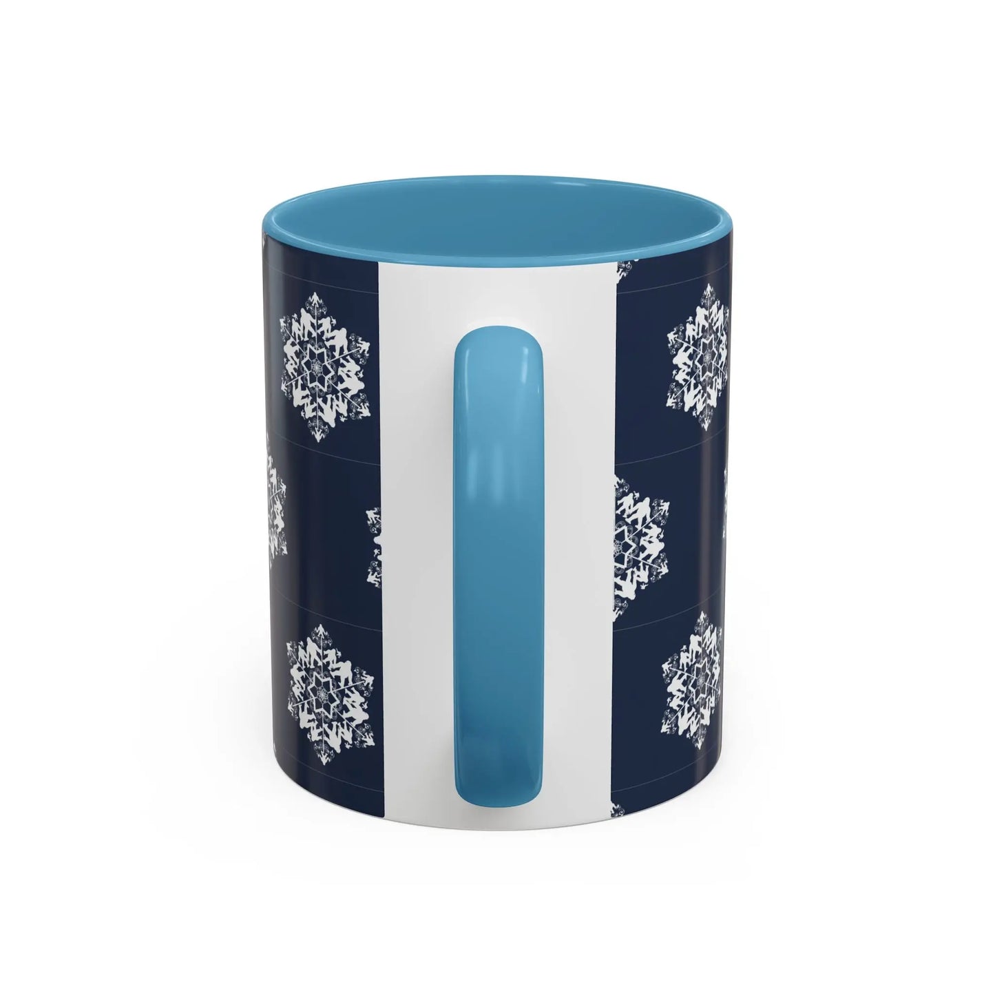 Bigfoot Snowflake Accent Coffee Mug – Navy Holiday Ceramic Cup (11oz/15oz) Printify