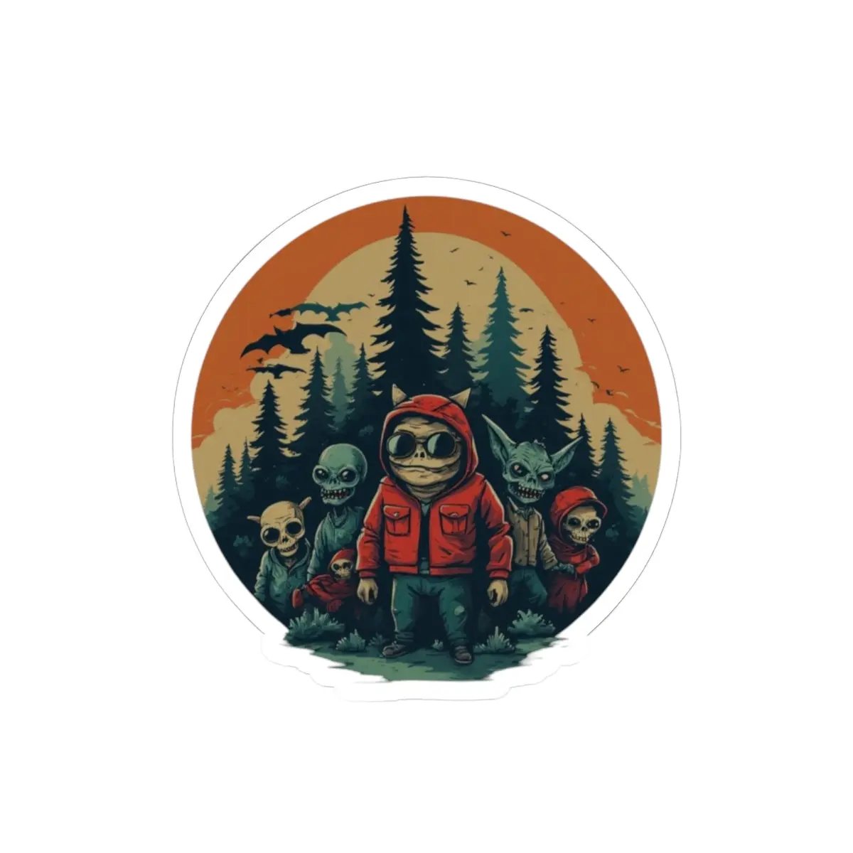 Spooky Adventure Kiss-Cut Stickers – Halloween Laptop, Journal & Window Stickers, Fun Gifts for Horror & Outdoor Lovers Printify