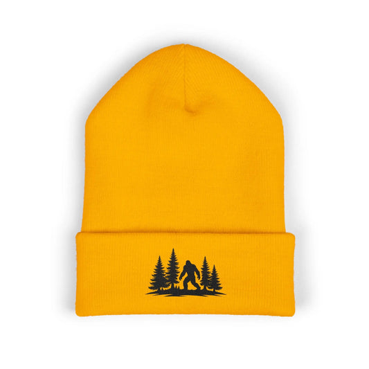 Embroidered Mountain & Pine Trees Cuffed Beanie
