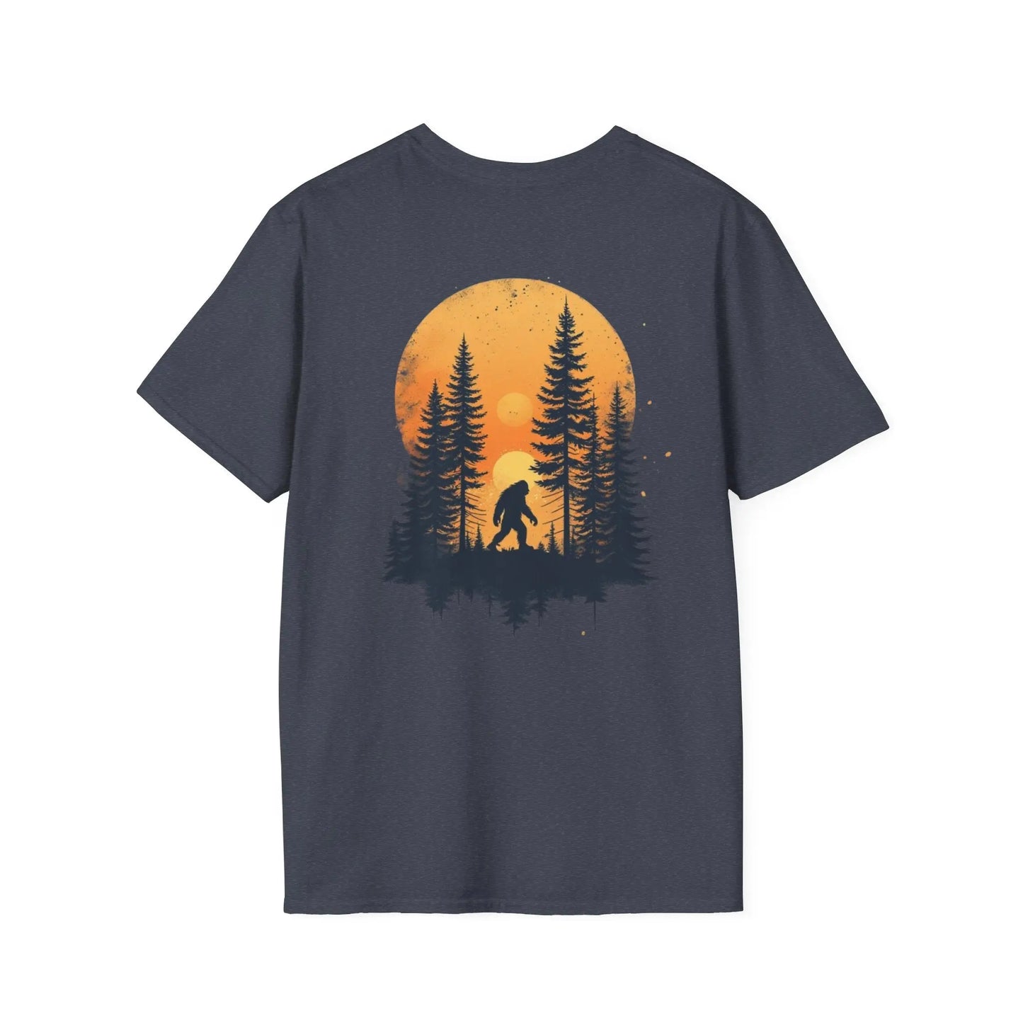 Bigfoot Sunset T-Shirt — Sasquatch Forest Graphic Tee Printify