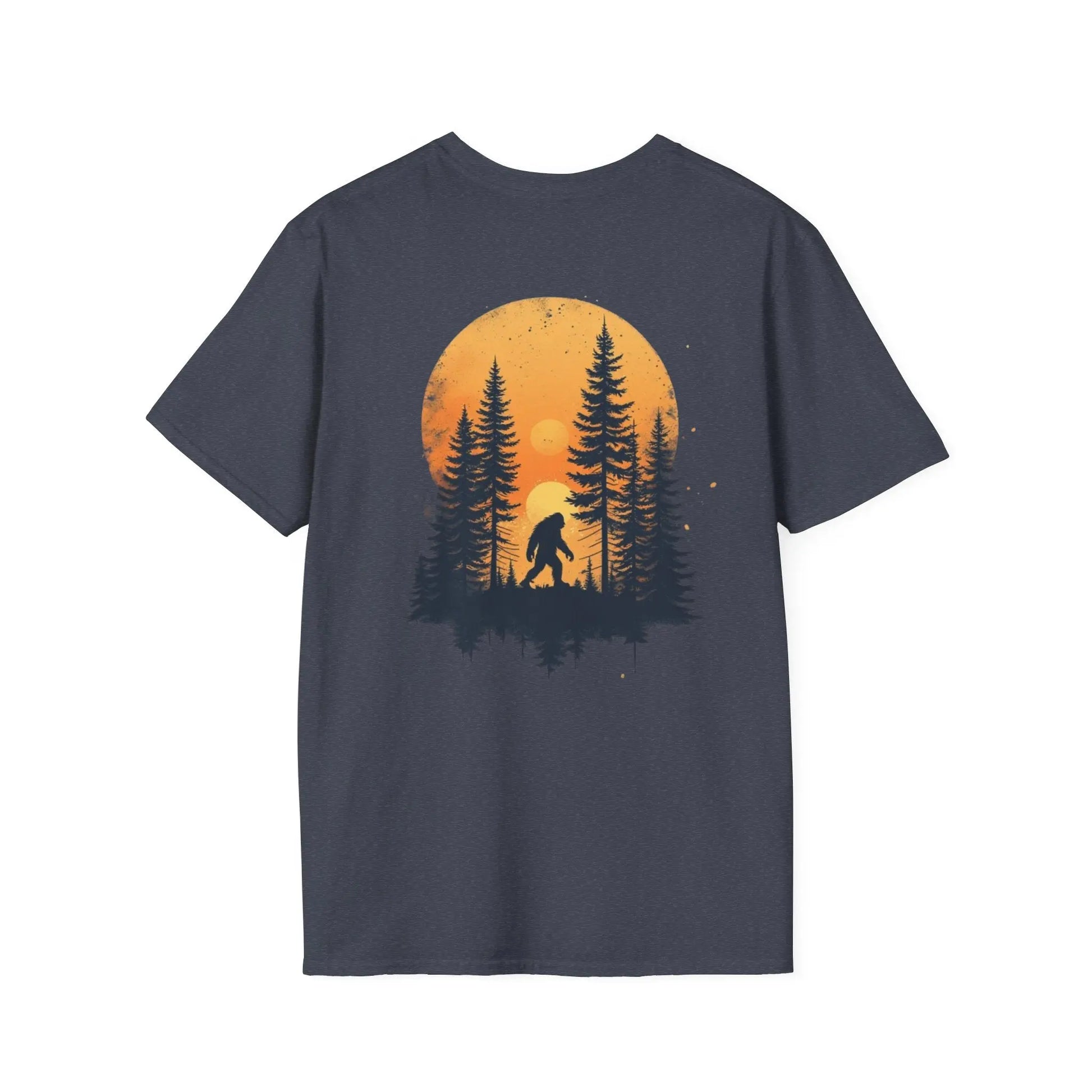 Bigfoot Sunset T-Shirt — Sasquatch Forest Graphic Tee Printify