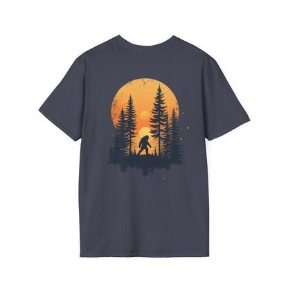 Bigfoot Sunset T-Shirt — Sasquatch Forest Graphic Tee Printify