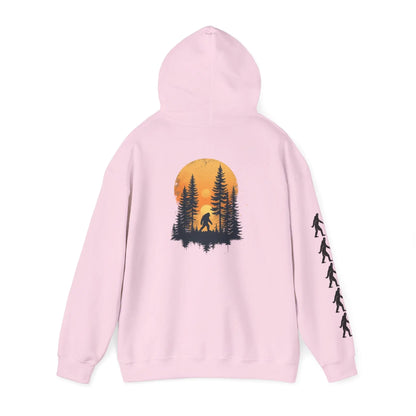 Bigfoot Forest Hoodie — Sasquatch Silhouette Sunset Pullover Printify