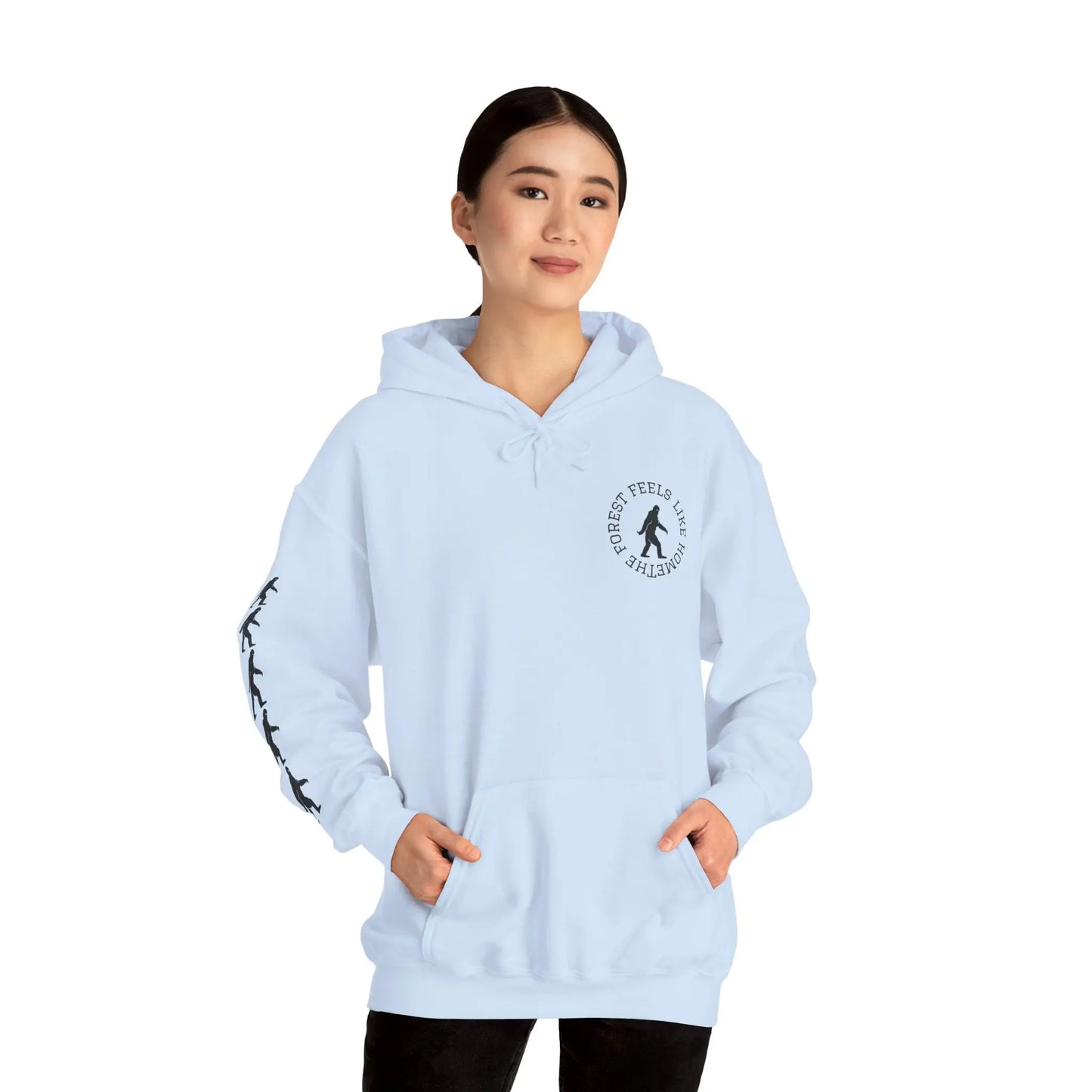 Bigfoot Forest Hoodie — Sasquatch Silhouette Sunset Pullover Printify