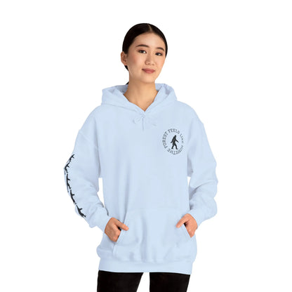 Bigfoot Forest Hoodie — Sasquatch Silhouette Sunset Pullover Printify