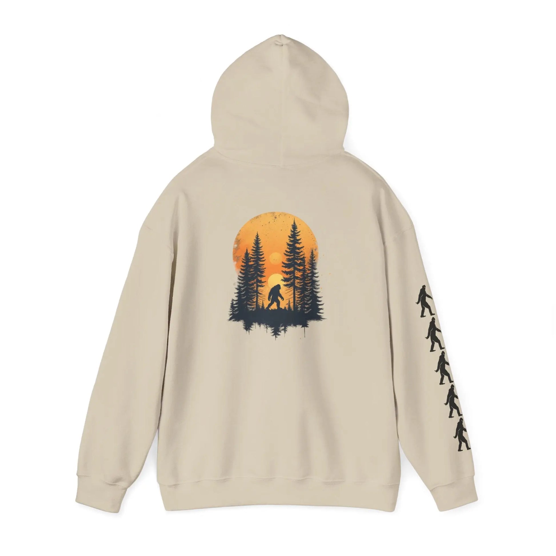 Bigfoot Forest Hoodie — Sasquatch Silhouette Sunset Pullover Printify