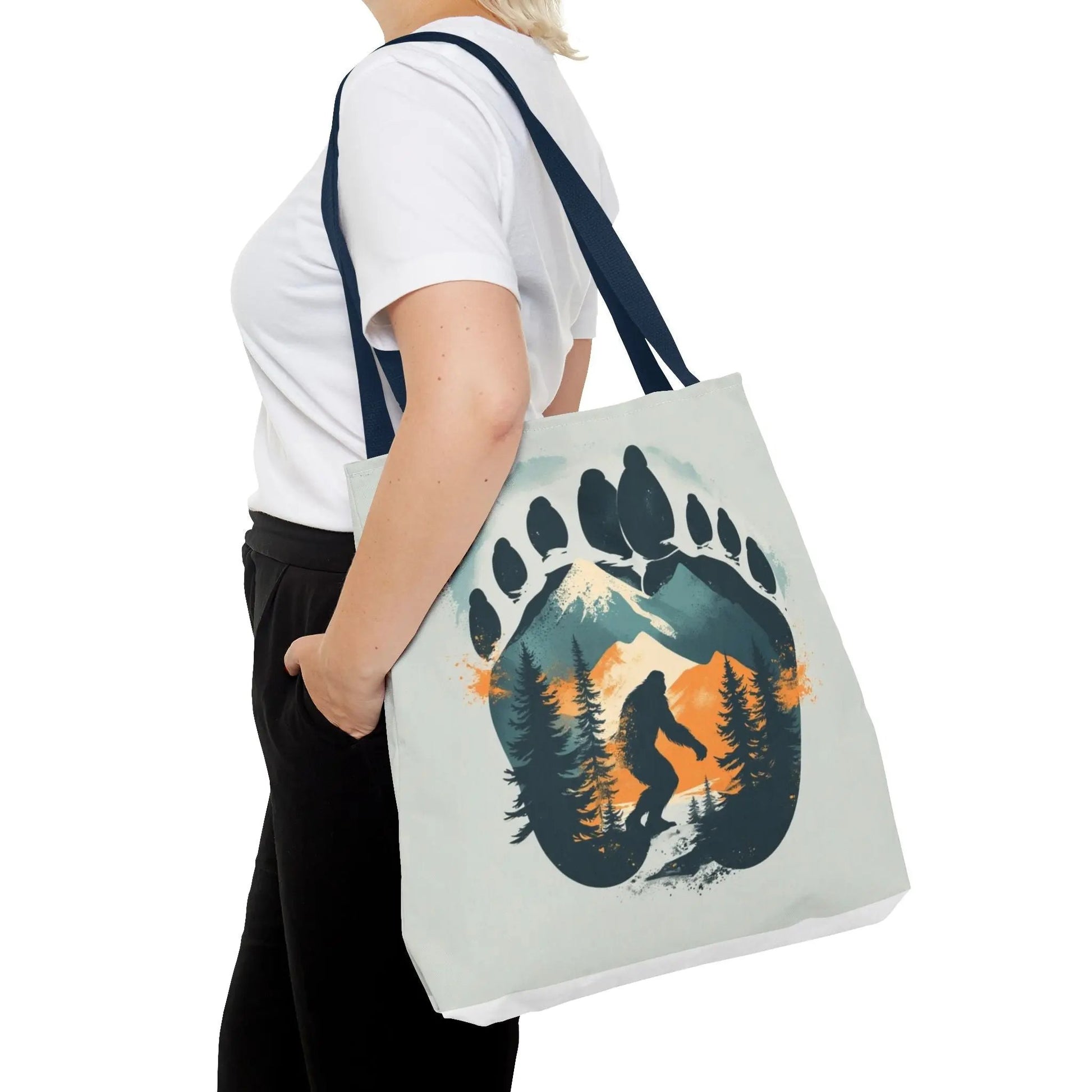 Bigfoot Forest Tote Bag — Sasquatch Mountain Scenic Tote Printify