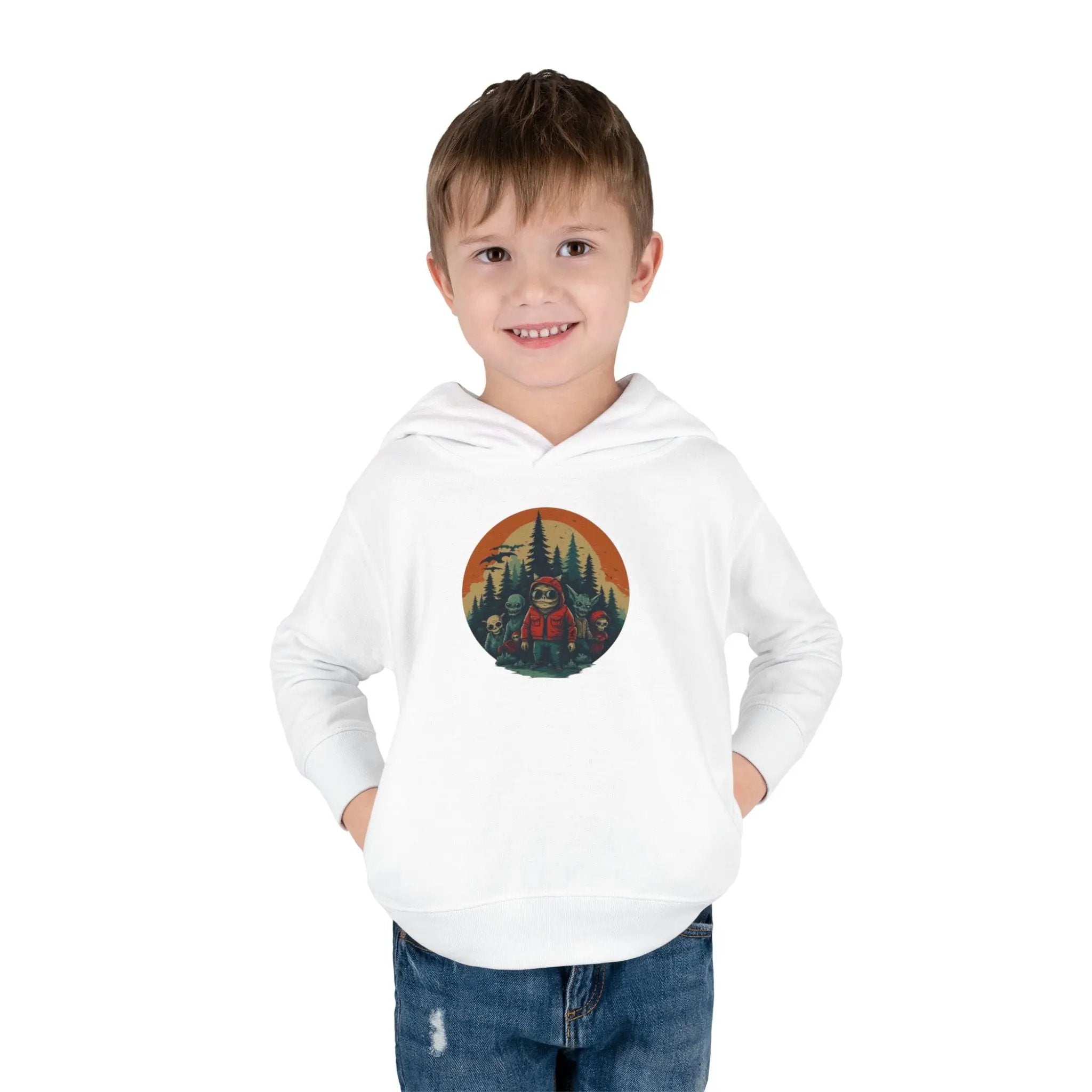 Adventure-Ready Toddler Pullover Fleece Hoodie – Cozy Kids Hoodie, Camping-Themed Gift, Fall/Winter Toddler Apparel Printify