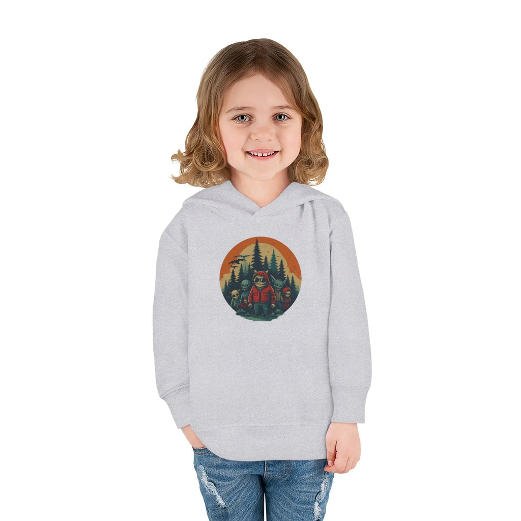 Adventure-Ready Toddler Pullover Fleece Hoodie – Cozy Kids Hoodie, Camping-Themed Gift, Fall/Winter Toddler Apparel Printify