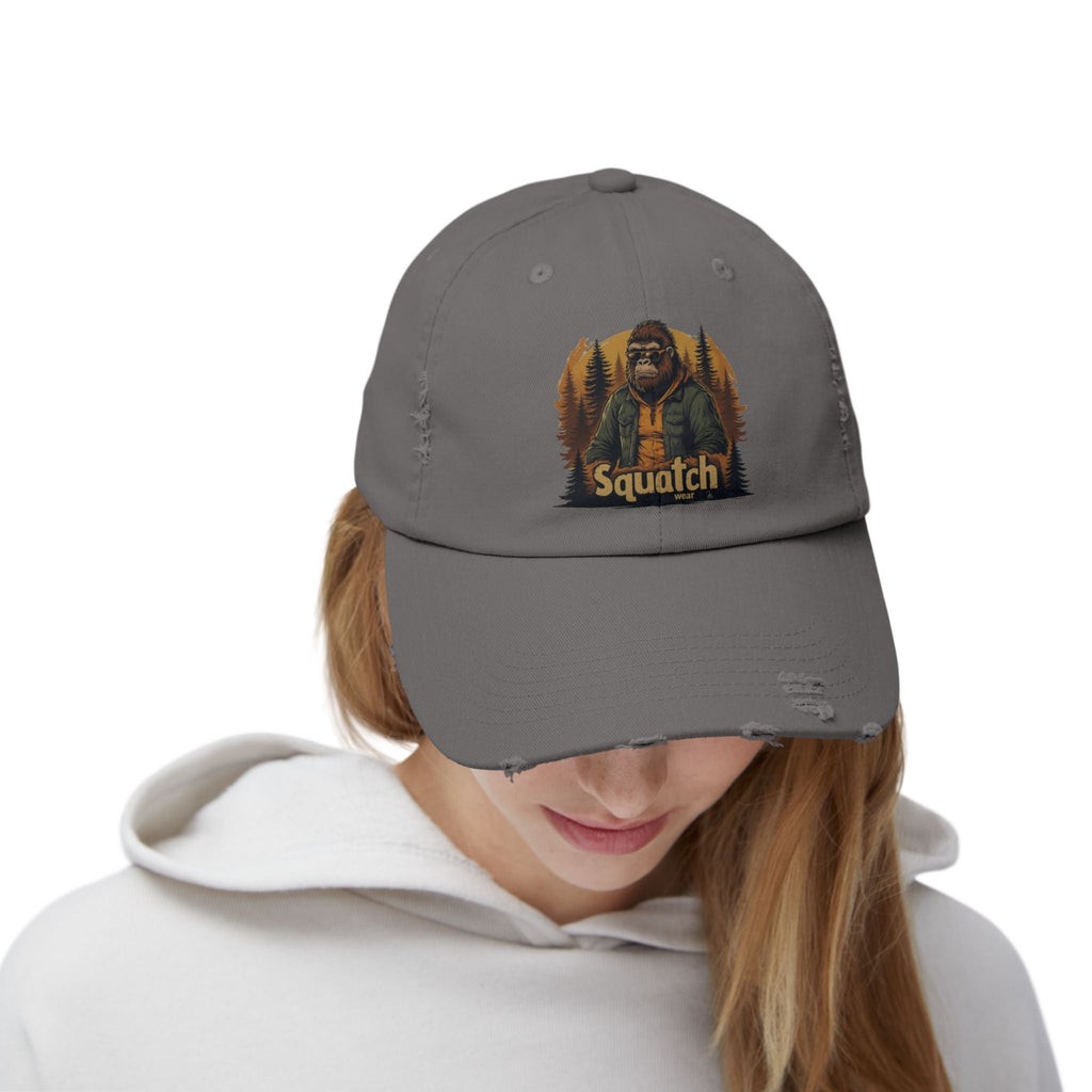 Unisex Distressed Squatch Cap – Casual Outdoor Hat for Hiking, Camping & Festivals Printify