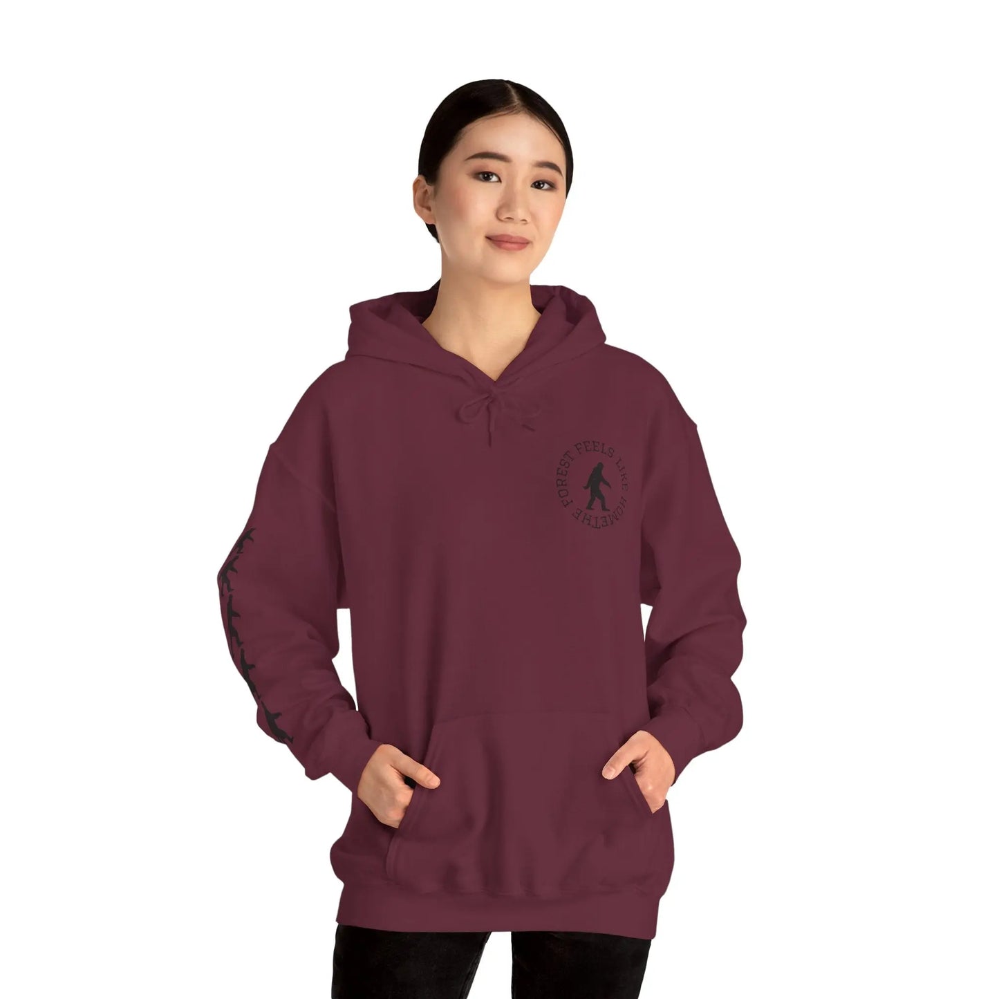 Bigfoot Forest Hoodie — Sasquatch Silhouette Sunset Pullover Printify