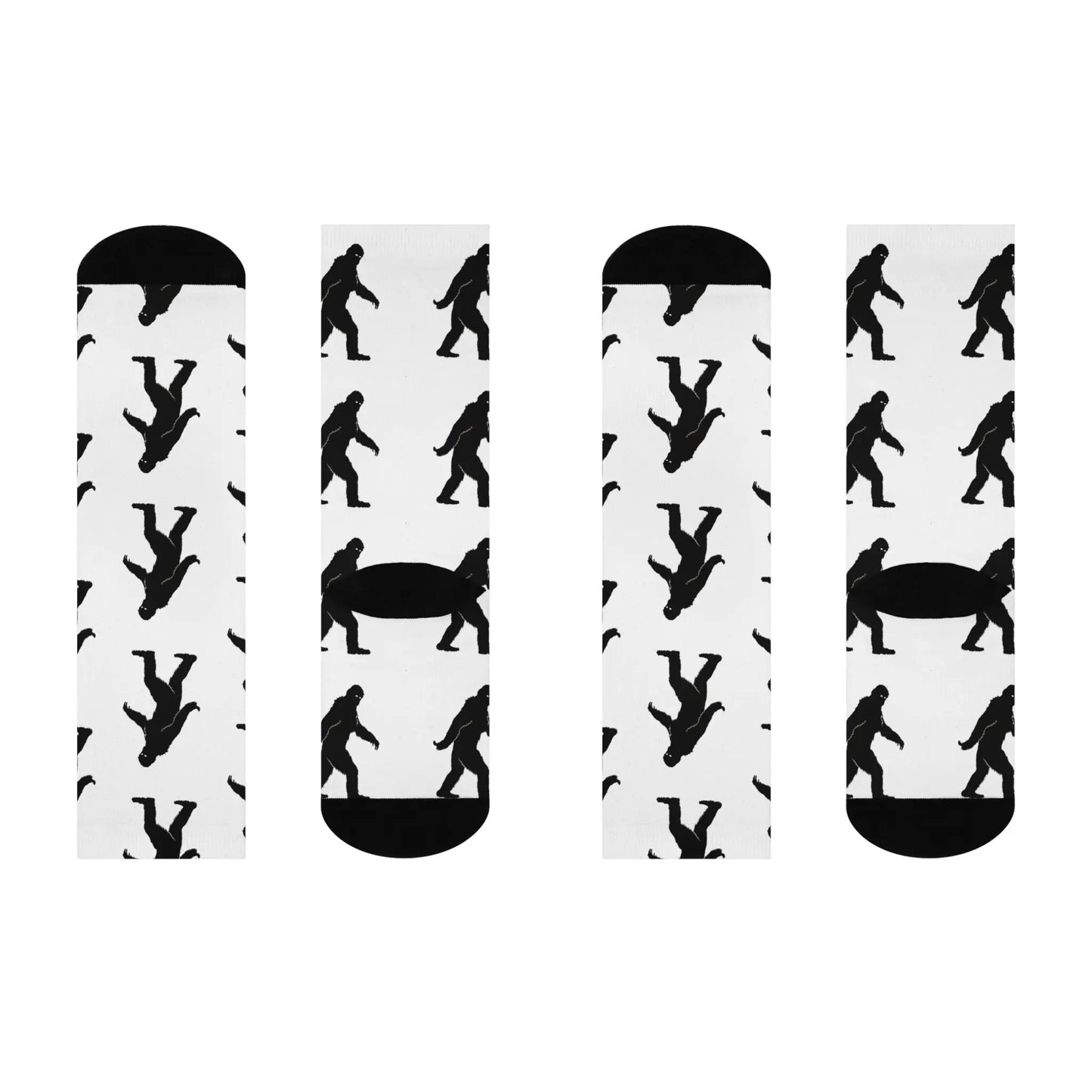 Bigfoot Cushioned Crew Socks – Fun Gift for Outdoor Lovers, Hiking Socks, Unique Patterned & Quirky Fashion Printify