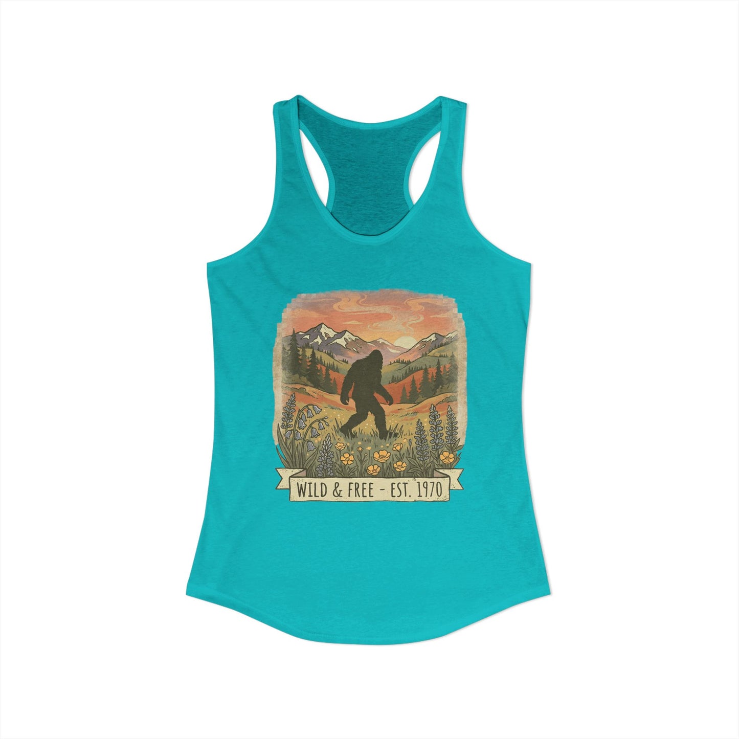 Sasquatch in the Meadow Racerback Tank