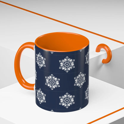 Bigfoot Snowflake Accent Coffee Mug – Navy Holiday Ceramic Cup (11oz/15oz) Printify