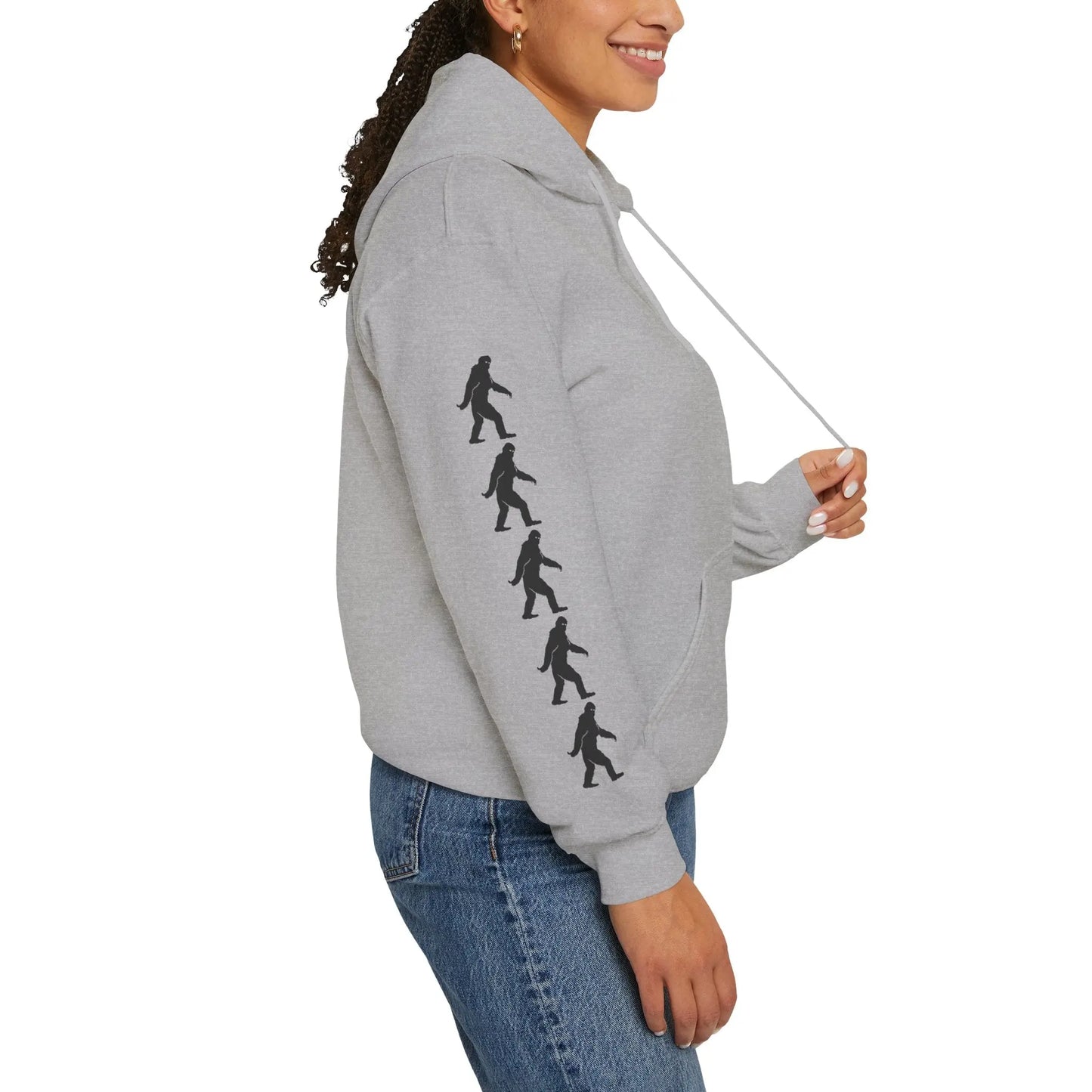 Bigfoot Forest Hoodie — Sasquatch Silhouette Sunset Pullover