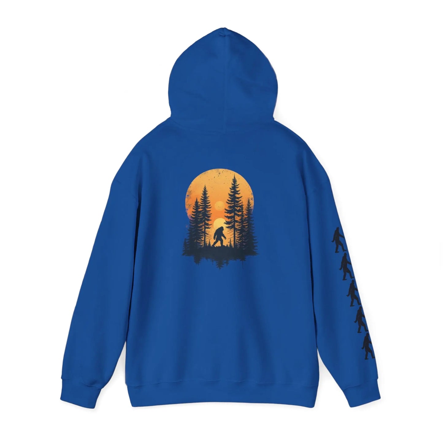 Bigfoot Forest Hoodie — Sasquatch Silhouette Sunset Pullover