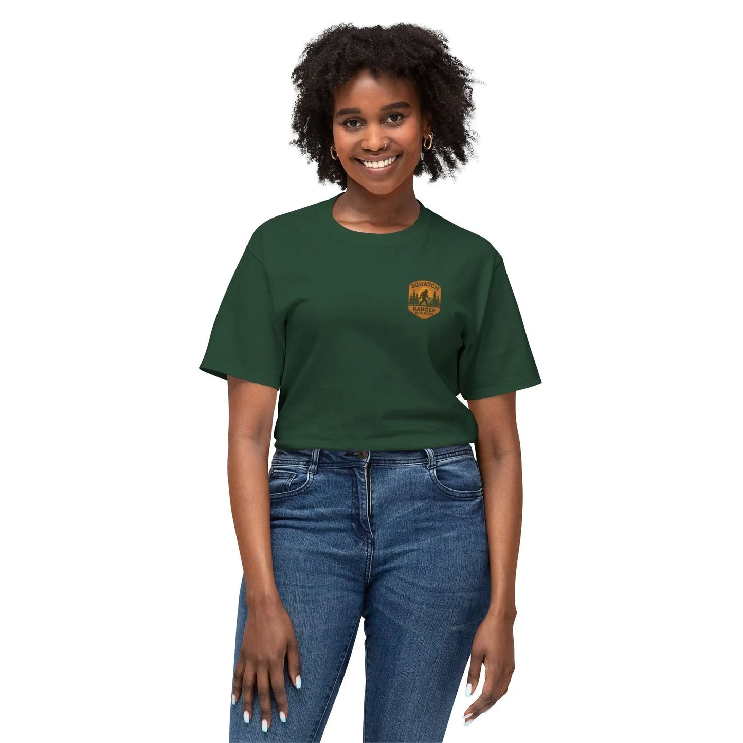 Adventure Patch T-Shirt — Vintage Mountain Forest Logo Tee | Outdoors Lifestyle Shirt
