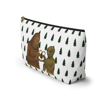 Bigfoot and Alien Accessory Pouch – Woodland Zip-Top Organizer Bag Printify