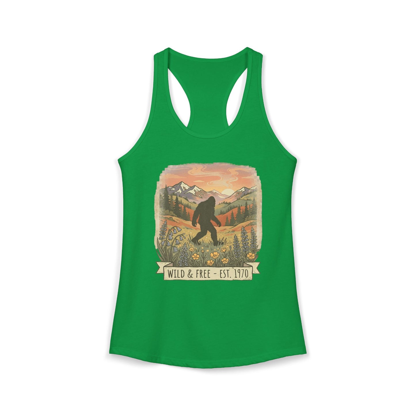 Sasquatch in the Meadow Racerback Tank