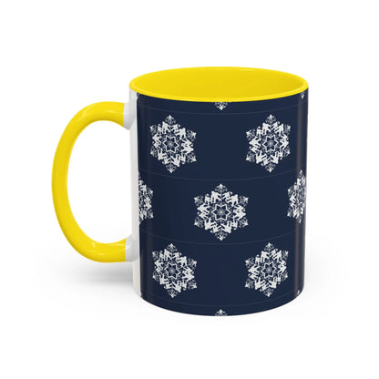 Bigfoot Snowflake Accent Coffee Mug – Navy Holiday Ceramic Cup (11oz/15oz) Printify