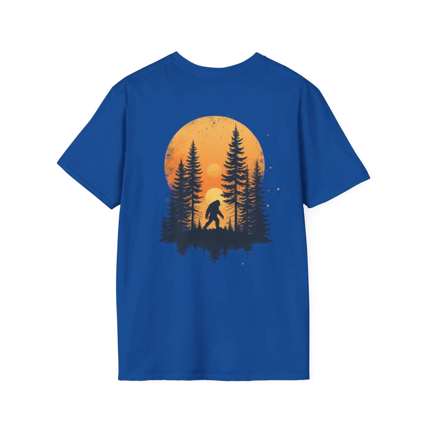 Bigfoot Sunset T-Shirt — Sasquatch Forest Graphic Tee Printify