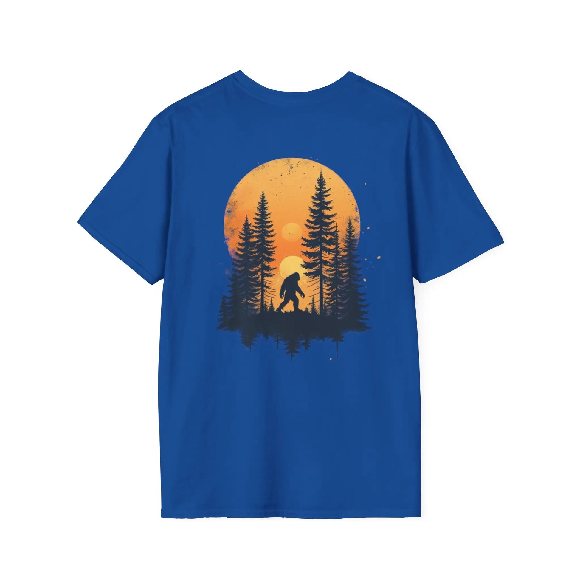 Bigfoot Sunset T-Shirt — Sasquatch Forest Graphic Tee Printify