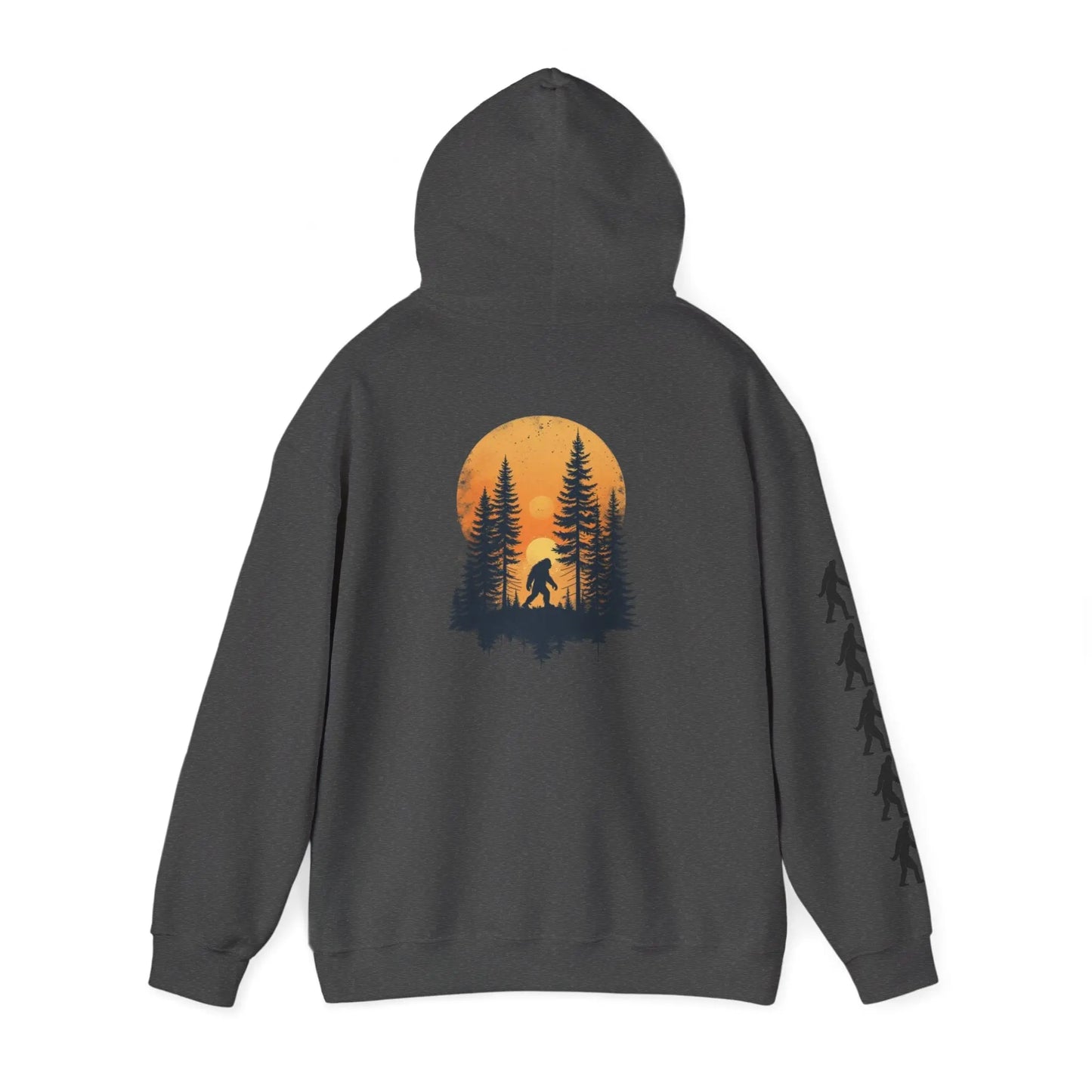Bigfoot Forest Hoodie — Sasquatch Silhouette Sunset Pullover