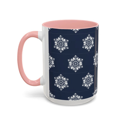 Bigfoot Snowflake Accent Coffee Mug – Navy Holiday Ceramic Cup (11oz/15oz) Printify