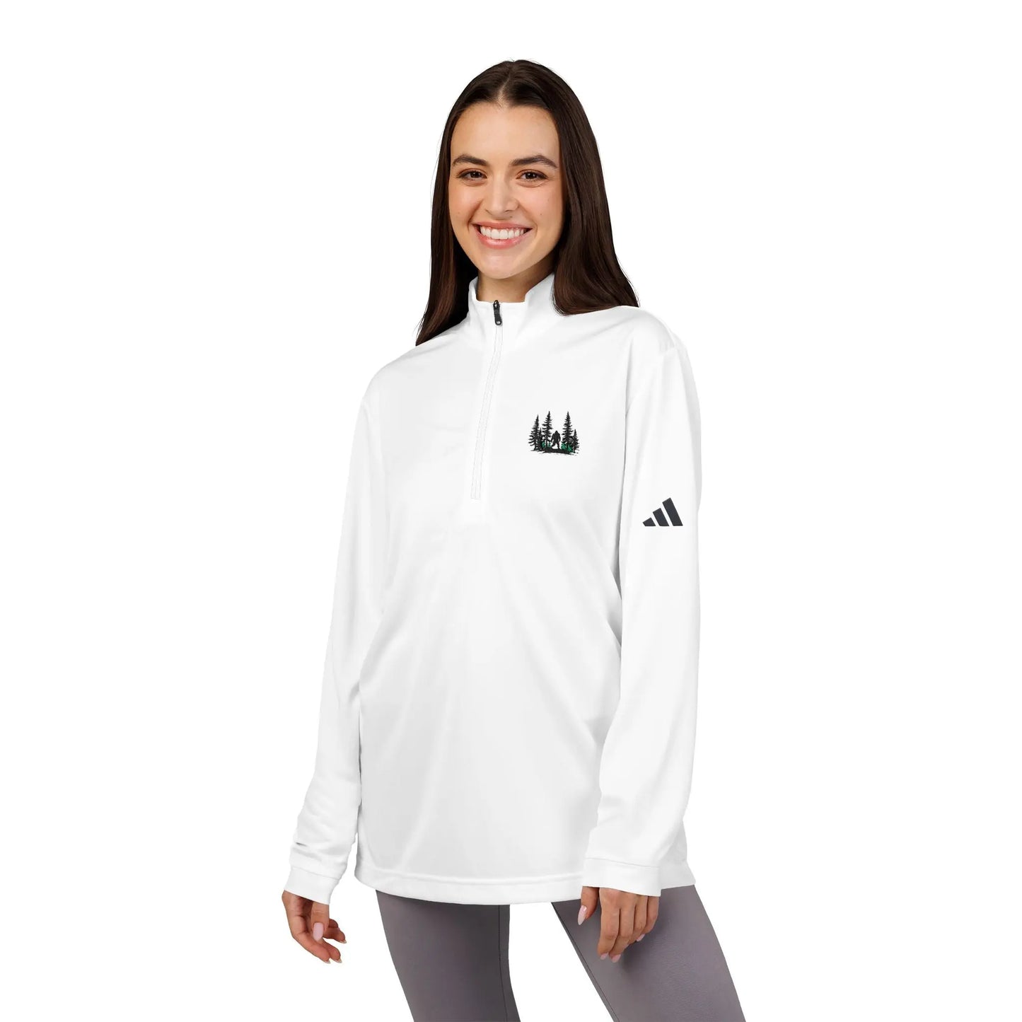 Embroidered Forest Quarter-Zip Pullover — adidas® Performance Long Sleeve Printify